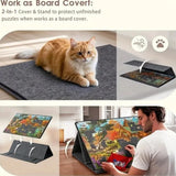 Portable Felt Jigsaw Puzzle Board for 1000 Pieces with 6 Sorting Trays and Cover – Puzzle Table, Grey
