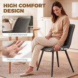 HOMCOM Faux Leather Dining Chairs Set of 2 with Metal Legs and Curved Back – Upholstered Kitchen Chairs, Grey