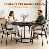 HOMCOM 120 cm Round Dining Table with Conical Metal Base – Space-Saving Kitchen Table for 4-6, Black