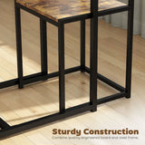 HOMCOM 3-Piece Table and Stool Set with Steel Frame – Space-Saving Dining Set for 2, Rustic Brown