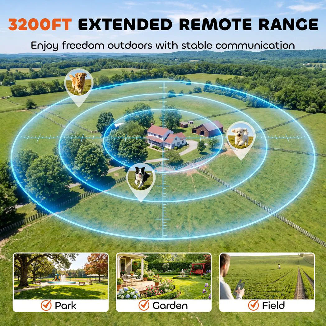 PawHut Dog Training Collar with 3200ft Remote, 3 Modes & IPX7 Waterproof Receiver – Rechargeable Anti-Barking