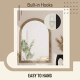 HOMCOM Modern Wall-Mounted Mirror, Arched Wall Mirror with Grooved Edge for Living Room, Entryway