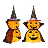 Pop-Up Lighted Halloween Pumpkins 3ft – 2 Pack Collapsible Jack-o-Lanterns, 176 Warm LEDs