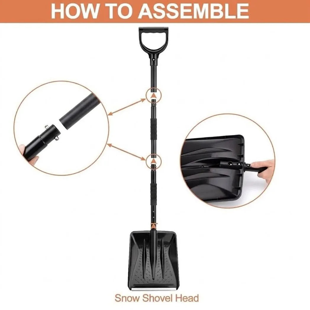Ice and Snow Plow – Foldable, Removable Design with Extendable Telescopic Handle