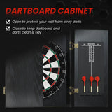 SPORTNOW Bristle Dartboard with Wooden Cabinet, 6 Steel Tip Darts & Two Scoreboards – Games Room Darts Set, Black