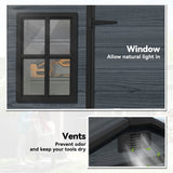Outsunny 8 x 4ft Wood-Effect Resin Garden Shed with Floor, Windows & Lockable Doors – Outdoor Storage, Dark Grey