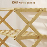 HOMCOM 3-Tier Folding Bamboo Shoe Rack – Holds 9 Pairs, No Assembly, Natural