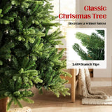 HOMCOM 6ft Hinged Artificial Christmas Tree with 2419 PE and PVC Tips and Fir Wood Base, Green