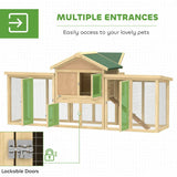 PawHut Large Wooden Chicken Coop with Nesting Box, Runs and Ramp – Two-Level Outdoor Poultry Hen House
