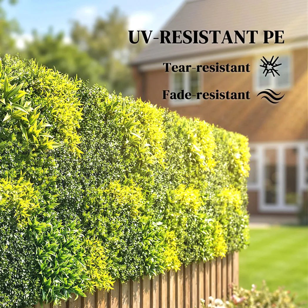 Outsunny Artificial Plant Wall Panel – 100 x 100cm UV-Resistant Greenery Backdrop and Privacy Screen, Green
