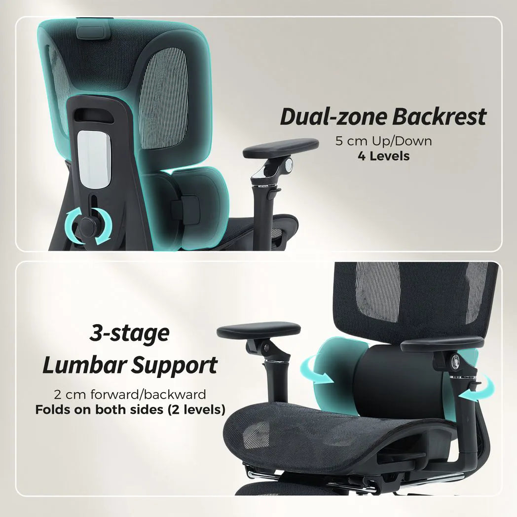HOMCOM High Back Ergonomic Office Chair with 6D Armrests, Lumbar Support & 135° Recline, Mesh, Black
