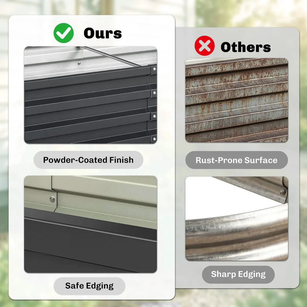 Outsunny Set of 2 Raised Beds for Garden, Galvanised Outdoor Planters for Herbs Vegetables