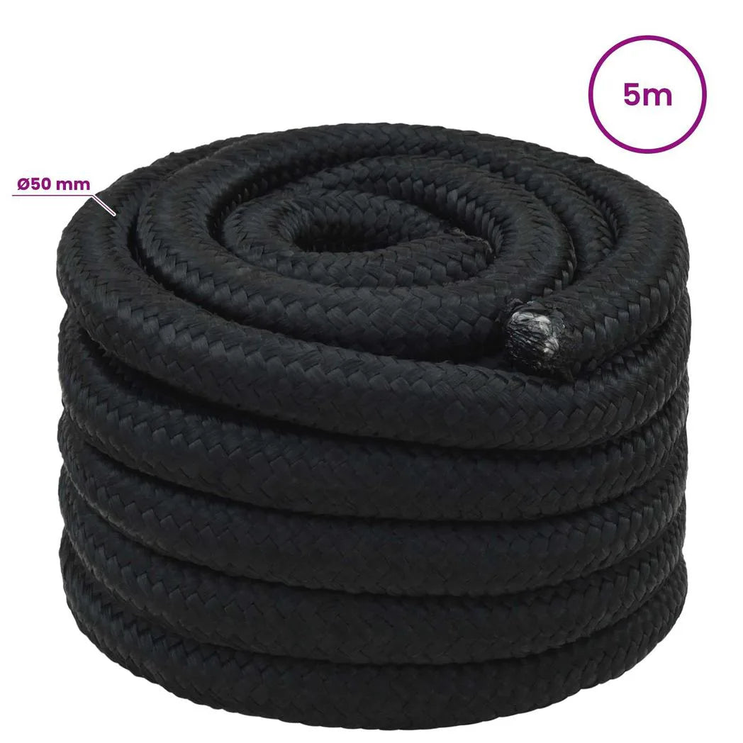 vidaXL Multipurpose Utility Rope 50 mm 5 m Black PP 15000 kg Max Load