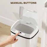 HOMCOM 15L Automatic Sensor Bin with Touchless and Manual Modes – Battery Operated Kitchen Bin, White