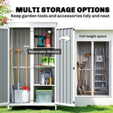 Outsunny Outdoor Storage Cabinet with 3 Removable Shelves and Asphalt Roof – Wood and Steel Garden Tool Shed, White and Black