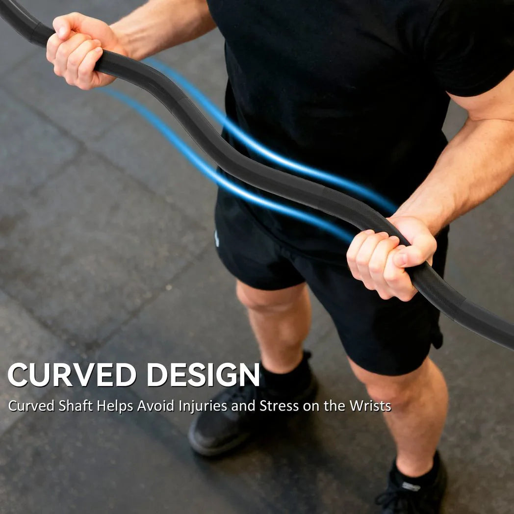 SPORTNOW 4ft Olympic EZ Curl Bar for 2" Weight Plates with Knurled Non-Slip Grip & Rotating Sleeves – 120cm Barbell