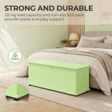 HOMCOM 114L Storage Chest Bench with Safety Hinge and Non-Slip Feet – Bedroom Blanket Box and Hallway Trunk, Green