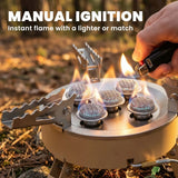 Outsunny 7000W Camping Stove with Piezo Ignition, Carry Bag & 50kg Load Capacity – Foldable Hiking Gas Stove, Khaki