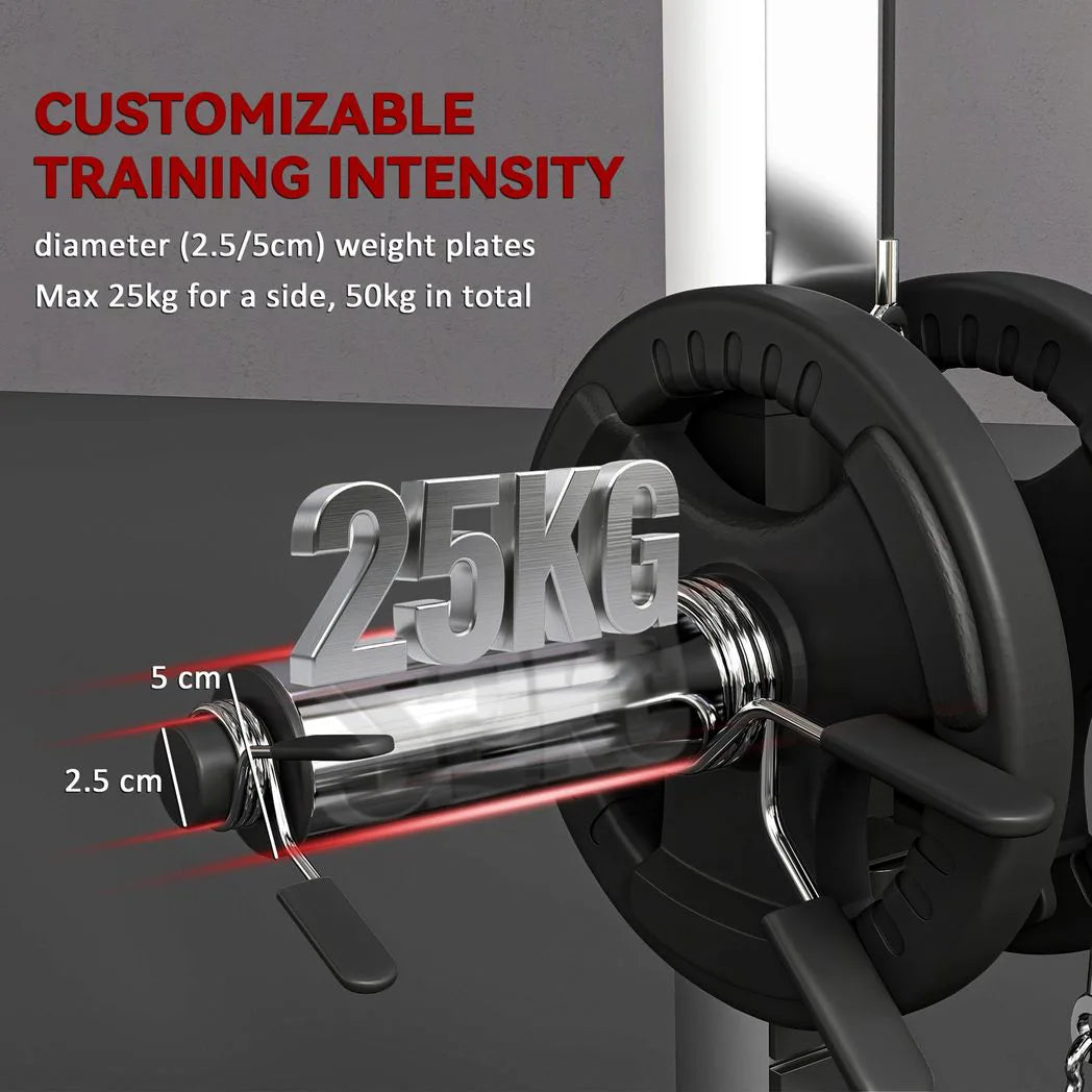 SPORTNOW Power Cage with 15-Level Squat Rack, Cable Pulley System, Lat Pulldown & Pull Up Bar – Home Gym Power Rack