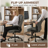 HOMCOM Ergonomic Office Chair with Flip-up Armrests & Pocket Springs – Swivel Rocking Desk Chair, Dark Grey