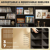 HOMCOM Media Storage Tower for 1032 CDs or 594 DVDs with 18 Adjustable Shelves – Blu-ray Display Shelf, Black