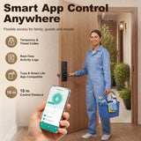 HOMCOM 5-in-1 Smart Door Lock with Fingerprint, Passcode, App and NFC Card – Keyless Entry, Doorbell