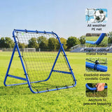 HOMCOM Adjustable Football Rebounder Net with Steel Frame – Kickback Training Target for Teens & Adults, Blue