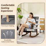 HOMCOM Rocking Accent Chair with Rubberwood Frame, Side Pocket & Pillow – 35° Rocking Armchair, Grey