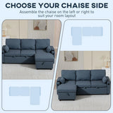 HOMCOM Corner Sofa Bed with Reversible Storage Chaise and USB Charging – L Shaped Sleeper, Blue