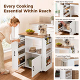 HOMCOM Kitchen Trolley with Power Outlets, USB Ports, Cabinet and Pull-Out Drawer – Rolling Island Cart, White