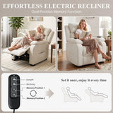 HOMCOM Power Recliner Armchair with Massage, Heat & Spring Seat – Electric Reclining Chair, Cream White