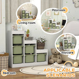 AIYAPLAY 3-Tier Kids Toy Storage Organiser with 6 Removable Bins – Green, Ages 3-8