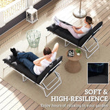 Outsunny Set of 2 Sun Lounger Cushions with Button Tufting and Ties, 190 x 56 cm, Black