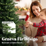 HOMCOM Geneva Fir 6ft Artificial Christmas Tree – Hinged, 1610 Branch Tips, Flame Retardant, Foldable Steel Stand, Green