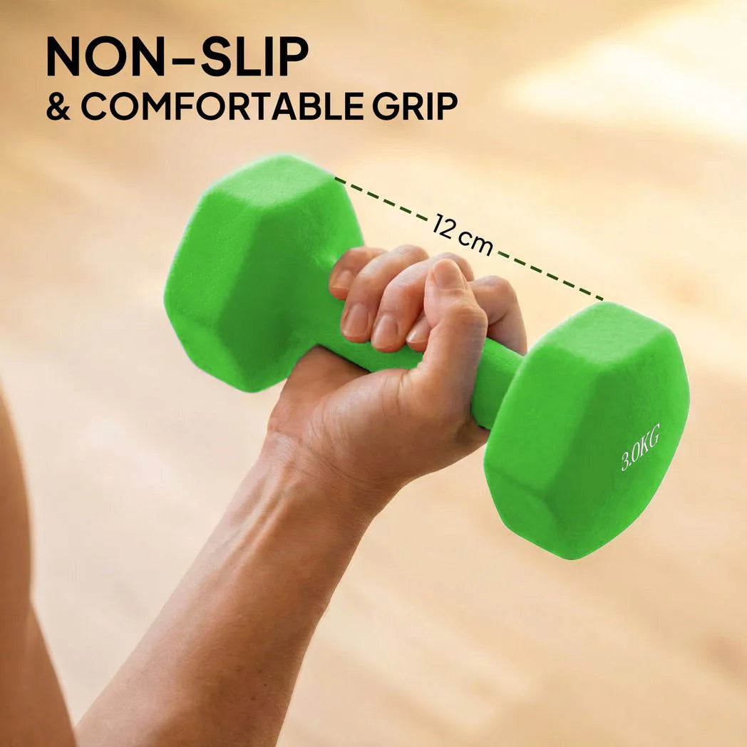 SPORTNOW Hex Dumbbell Set with Storage Rack, 12kg Total (2 x 1kg, 2 x 2kg, 2 x 3kg) – Home Gym Hand Weights
