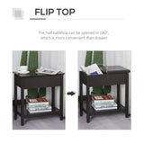HOMCOM Narrow End Table with Flip Top and Bottom Shelf – Retro Side Table for Living Room and Study, Dark Coffee