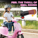 AIYAPLAY 24V Kids Electric Motorbike with Twist-Grip Throttle, Brakes and LED Lights – Ages 8-12, Pink