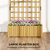 Outsunny Wooden Raised Planter with Curved Trellis & Drainage Holes – Garden Bed for Climbing Plants, Fir Wood
