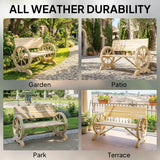 Outsunny 2-Seater Wagon Wheel Garden Bench, Fir Wood, Natural Finish