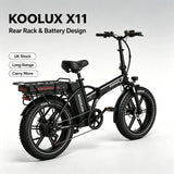 KOOLUX X11 Folding Electric Bike with 750W Motor, Dual 48V Batteries & Fat Tyres – 80–150km Range E-Bike