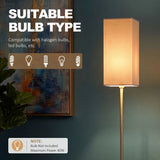 HOMCOM Floor Lamp with Linen Shade and Foot Switch – Modern Tall Standing Lamp for Bedroom, Gold Tone