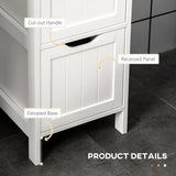 HOMCOM Narrow Floor Bathroom Cabinet with 3 Drawers and 2 Open Shelves – Slim Freestanding Storage, White