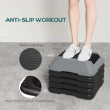 SPORTNOW Aerobic Stepper with 5 Adjustable Heights (10–30cm) & Non-Slip Surface – Home Fitness Exercise Step, Grey