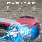 SPORTNOW Electric Scooter for Kids with LED Display, RGB Lights and Handbrake – Kick-to-Start, Pink