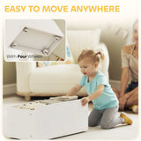 AIYAPLAY 3-Tier Kids Bookshelf & Toy Organiser with 6 Bins and Rolling Toy Box – Multicoloured