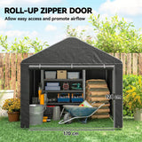 Outsunny 6.6 x 7.8ft Portable Storage Shed with Roll-Up Zipper Door – Waterproof Bike Tent, Dark Grey