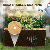 Outsunny 52L Wooden Planter, with Trellis and Shelves – Natural Finish