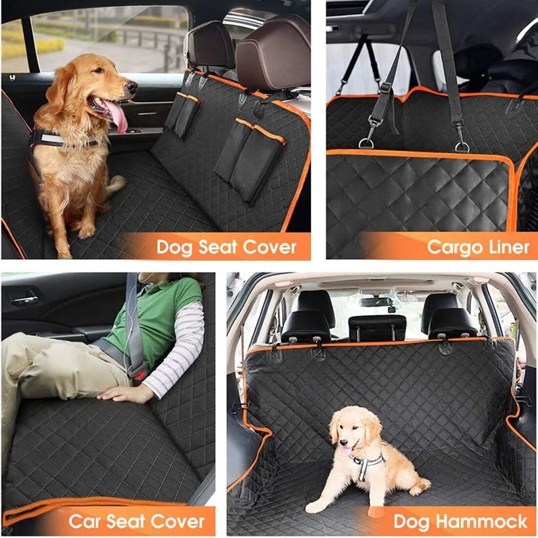 Waterproof Dog Car Seat Cover Hammock – Non-Slip Rear Seat Protector, 147 x 137cm, Black