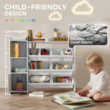 AIYAPLAY Kids Toy Storage Unit with 8 Removable Bins, Shelves & Cabinet – For Ages 3–8, White
