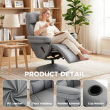 HOMCOM Manual Reclining Armchair with Footrest, Adjustable Backrest and 360° Swivel – Living Room Recliner, Grey